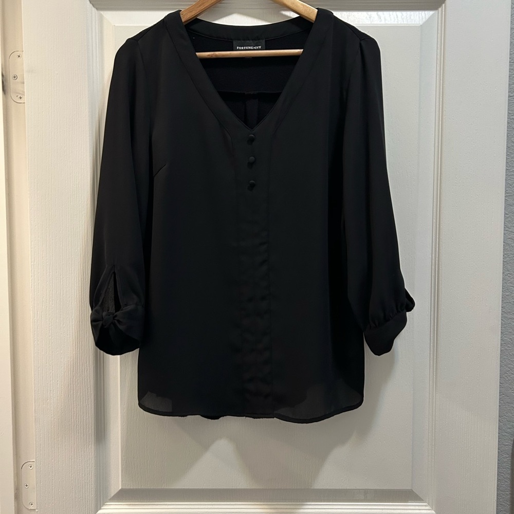 Elegant Black V-Neck Blouse